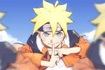  blonde_hair blue_eyes boruto:_naruto_the_movie facial_mark forehead_protector multiple_persona naruto short_hair soyaka uzumaki_boruto 