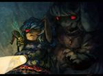  animal_ears blue_hair detached_ears ear flashlight inaba_tewi inaba_tewi_(bunny) kemono koto_inari light rabbit_ears red_eyes seiran_(touhou) touhou 