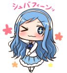  +_+ +_- 1girl :3 blue_eyes blue_hair chibi hairband hana_kazari himouto!_umaru-chan long_hair one_eye_closed skirt solo tachibana_sylphynford translation_request 