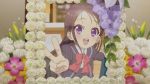  brown_hair charlotte_(anime) flower long_hair otosaka_ayumi picture_frame screencap violet_eyes 