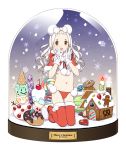  1boy candle candy candy_cane cherry christmas doughnut english food fruit gingerbread gingerbread_house gingerbread_man gloves hair_ribbon heart ice_cream ice_cream_cone long_hair looking_at_viewer marshmallow montanyaoh navel open_mouth original otoko_no_ko pom_pom_(clothes) ribbon snow snow_globe snowflakes snowman white_hair yellow_eyes 