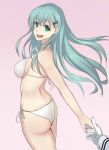  1girl ass bikini dragging green_eyes green_hair kantai_collection long_hair single_hand sukitsukasa suzuya_(kantai_collection) swimsuit 