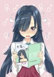 blush doujinshi hair_over_one_eye hayashimo_(kantai_collection) highres ka long_hair mishin_(mbmnk) reading 