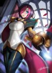  blue_eyes breasts fiora_laurent hair_over_one_eye league_of_legends multicolored_hair negister rapier short_hair sword weapon 