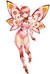  1girl bodysuit boots breasts cleavage fairy fairy_wings full_body gloves hands_on_own_chest large_breasts looking_at_viewer original red_eyes redhead short_hair simple_background solo thigh-highs thigh_boots uchiu_kazuma white_background wings 