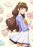  amanogawa_kirara blush brown_hair donuts dress go!_princess_precure long_hair purple_eyes twintails wink 