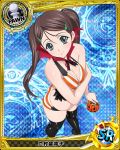  bikini blue_eyes breasts brown_hair card_(medium) character_request cleavage halloween high_school_dxd long_hair looking_at_viewer pawn smile striped striped_bikini striped_swimsuit swimsuit thigh-highs twintails 