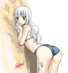  1girl a-1_pictures ass bikini black_bikini cute fairy_tail long_hair looking_at_viewer mashima_hiro mirajane_strauss parted_lips shounen_jump smile tagme tv_tokyo white_hair 