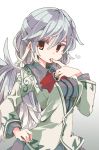  1girl bow bowtie dress finger_licking hand_on_hip heart jacket kishin_sagume licking long_sleeves looking_at_viewer open_mouth purple_dress red_eyes saliva short_hair silver_hair single_wing solo touhou wings yoshinaga_p 