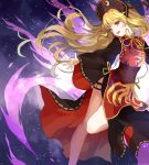  1girl blonde_hair chinese_clothes hair_ornament hillly_(maiwetea) junko_(touhou) legacy_of_lunatic_kingdom long_hair long_sleeves red_eyes side_slit solo tabard touhou very_long_hair wide_sleeves 