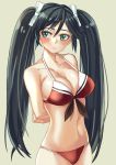  1girl bikini black_hair blue_eyes isuzu_(kantai_collection) kantai_collection long_hair ruisento standing swimsuit twintails 