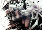  1girl artist_request breasts claws detached_sleeves dress horn kantai_collection long_hair open_mouth red_eyes ribbed_dress seaport_hime shinkaisei-kan short_dress very_long_hair white_hair 