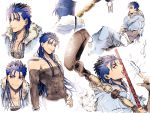  blue_hair cape cu_chulainn_(fate/grand_order) fate/grand_order fate_(series) gae_bolg lancer polearm spear staff weapon yuu_(guruko) 