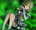  1girl blonde_hair dress green_eyes grey_background mizuhashi_parsee short_hair smile touhou zeikomi 