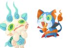  abbreviated_karakusa cape cat fangs furoshiki gabunyan green_eyes koma-san kyra_kupetsky lowres no_humans notched_ear open_mouth simple_background tears vampire white_background youkai youkai_watch youkai_watch_2 