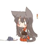  ! 0_0 1girl akagi_(kantai_collection) animal_ears blush brown_hair cat_ears cat_tail chibi kantai_collection long_hair lowres mouse_ears rebecca_(keinelove) sitting smile string tail toy_mouse whiskers 