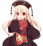  1girl black_hair chinese_clothes junko_(touhou) long_hair long_sleeves nikku_(ra) open_mouth red_eyes smile solo tabard touhou very_long_hair wide_sleeves 
