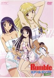  3boys 3girls black_hair blonde_hair blue_hair hanai_haruki harima_kenji imadori_kyousuke long_hair looking_at_viewer sawachika_eri school_rumble short_hair smile suou_mikoto towel tsukamoto_tenma 