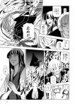  (ysy)s 2girls black_hair clapping comic fire fujiwara_no_mokou grin houraisan_kaguya long_hair monochrome multiple_girls smile sweat touhou translation_request very_long_hair very_long_sleeves 