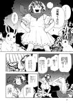  (ysy)s 2girls bleeding blood comic fujiwara_no_mokou full_moon hands_on_hips inaba_tewi jewelry monochrome moon multiple_girls necklace night night_sky open_mouth rabbit scarf sky touhou translation_request 