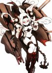  1girl air_defense_hime anchor armored_boots black_boots black_gloves boots breasts gloves hairband highres kantai_collection long_hair machinery pale_skin red_eyes shinkaisei-kan simple_background solo synonym very_long_hair white_background white_hair 