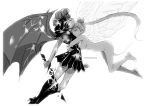  2girls angel_and_devil angel_wings armor artist_name bishoujo_senshi_sailor_moon broken broken_armor broken_weapon closed_eyes dark_persona demon_wings female from_side hair_ornament hug monochrome multiple_girls nude sailor_galaxia spoilers sword teruchan tsukino_usagi twintails weapon wings 