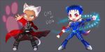  2boys animal_ears archer bone cat_ears cat_tail chibi claws dog_ears dog_tail fate/stay_night fate_(series) gio_el kemonomimi_mode lancer multiple_boys tail 