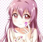  1girl collarbone countdown crayon hair_intakes marking_on_cheek namori polka_dot polka_dot_background purple_hair solo sugiura_ayano violet_eyes yuru_yuri 