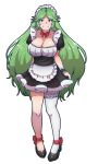  1girl akairiot apron breasts green_eyes green_hair highres kid_icarus long_hair maid maid_apron maid_headdress palutena smile solo 