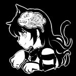  1girl animal_ears blake_belladonna brain cat_ears cat_girl english iesupa monochrome rwby x-ray_vision 