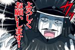  abyssal_admiral_(kantai_collection) admiral_suwabe black_clothes facial_hair hat kantai_collection kei-suwabe mustache open_mouth shinkaisei-kan sweatdrop tears translation_request trembling uniform 