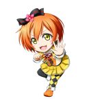  blush_stickers chibi hoshizora_rin kuena love_live!_school_idol_project mismatched_legwear orange_hair short_hair thigh-highs yellow_eyes 
