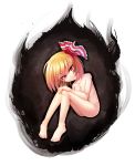  1girl ascot blush collarbone dark looking_at_viewer nude red_eyes rumia solo touhou z.o.b 
