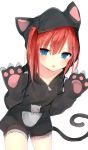  1girl animal_costume animal_ears blue_eyes blush cat cat_costume cat_ears cat_tail highres niito redhead tail 