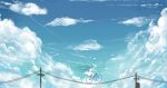  1girl absurdres aiovia bicycle bird clouds dress hatsune_miku highres long_hair power_lines solo sy twintails vocaloid 