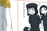  abyssal_admiral_(kantai_collection) admiral_suwabe black_clothes facial_hair hat i-class_destroyer kantai_collection kei-suwabe mustache ru-class_battleship shinkaisei-kan translation_request uniform 