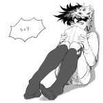  1boy book child garter_straps jojo_no_kimyou_na_bouken joseph_joestar_(young) monochrome shorts socks solo sujiko_(125motimoti) younger 