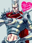  armor fusion grey_hair jean_pierre_polnareff jojo_no_kimyou_na_bouken midriff rapier silver_chariot stand_(jojo) sword weapon yuriko2755 