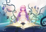  1girl artist_name book bridow dated highres magic open_book patchouli_knowledge solo touhou underwear vines 