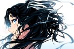  1girl bare_shoulders black_hair blew_andwhite blue_eyes hair_ribbon half_updo highres kantai_collection katsuragi_(kantai_collection) profile ribbon solo upper_body white_ribbon 