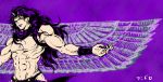  1boy jojo_no_kimyou_na_bouken kars_(jojo) muscle musubi_(livnehe) purple_hair solo wings 