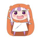  chibi cosplay doma_umaru doma_umaru_(cosplay) fujishiro_otone hair_ribbon hamster_costume himouto!_umaru-chan hood lowres mikagura_gakuen_kumikyoku multicolored_hair purple_hair ribbon simple_background twintails two-tone_hair white_background white_hair 