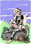  1girl armor armored_dress bangs blonde_hair clouds corrin_(fire_emblem) corrin_(fire_emblem)_(female) dragon_girl dragonfly elf female_my_unit_(fire_emblem_if) fire_emblem fire_emblem_fates fire_emblem_if grass hair_between_eyes hairband hands_on_thighs intelligent_systems kamui_(fire_emblem) long_hair manakete my_unit_(fire_emblem_if) nintendo purple_sky red_eyes rock setz sitting solo sword very_long_hair weapon 