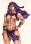  1boy braid chocoblood jojo_no_kimyou_na_bouken kars_(jojo) long_hair purple_hair solo traditional_media watercolor_(medium) 