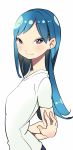  1girl blue_hair highres ichijiku_yuri long_hair looking_at_viewer madonna_wa_glass_case_no_naka nobile1031 violet_eyes 