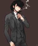  1boy facial_hair formal jigen_daisuke lupin_iii male_focus necktie smoking solo suit toujou_sakana 