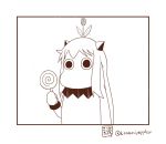 candy commentary_request flower flower_on_head horns kantai_collection lollipop mittens moomin moomintroll muppo northern_ocean_hime o_o sazanami_konami 