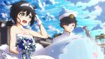  1boy 1girl admiral_(kantai_collection) dress flower fubuki_(kantai_collection) highres kantai_collection wedding_dress 