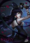  black_hair blake_belladonna blush bodysuit brown_eyes long_hair rwby warrior 