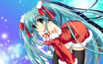  christmas hatsune_miku ribbons santa_costume thigh-highs twintails vocaloid 